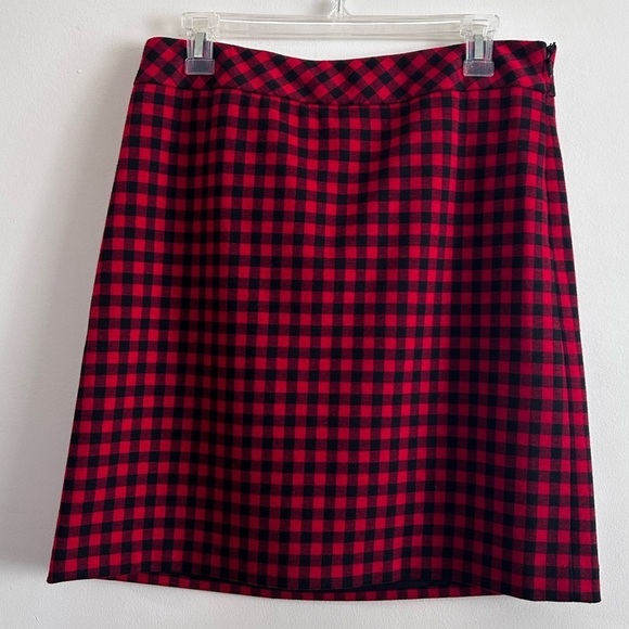 Talbots Red & Black  Plaid Check Knee Length A-Line Skirt Fully Lined Size 6 - Picture 1 of 7
